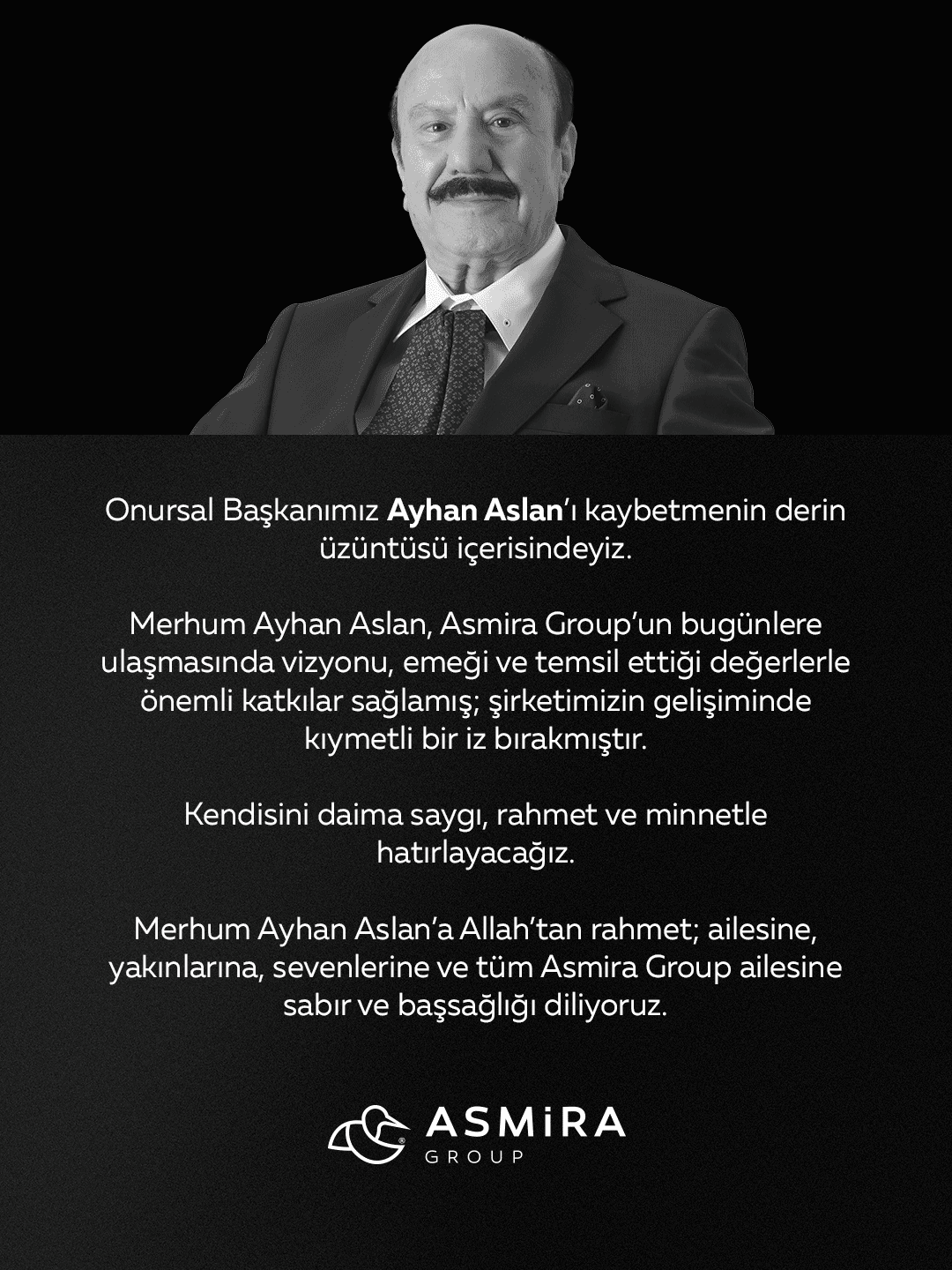 Acı Kaybımız — Onursal Başkanımız Ayhan Aslan